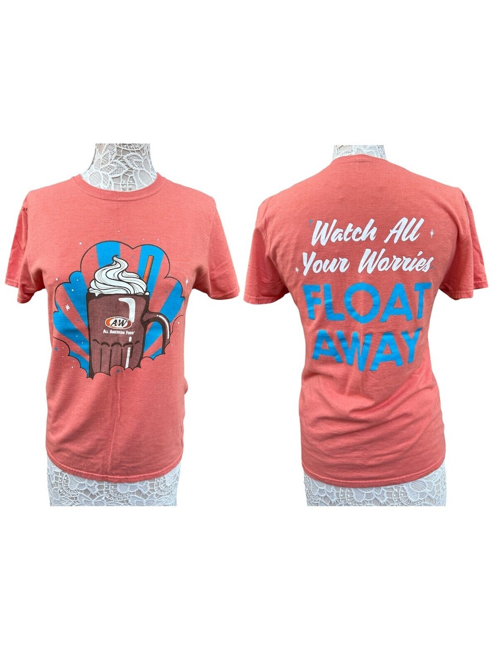 Retro Orange A&W‎ Root Beer Float Graphic T-Shirt Casual Y2K